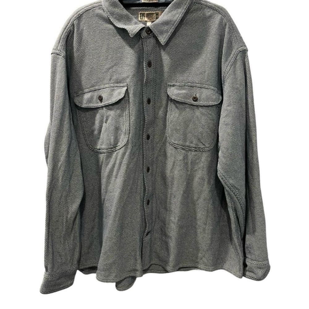 Duluth Trading Co Men's Blue Button-Up Shirt Jacket Size 3XL Striped Casual